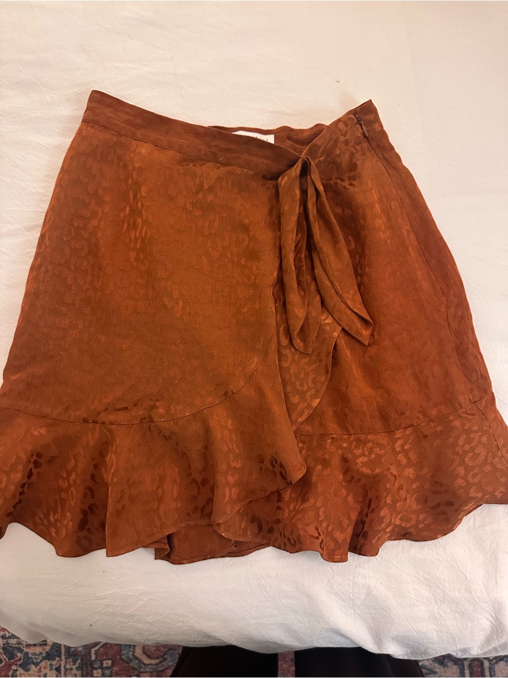 Gianni Bini Brown Satin Leopard Skirt Size 2
